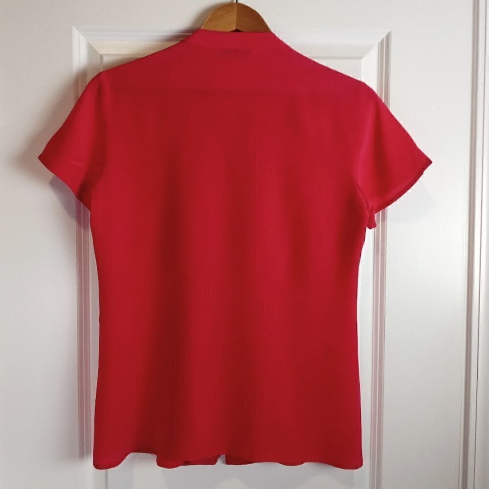 Pendleton Fuchsia Pink Ruffle Front Silk Blouse - Picture 2 of 5